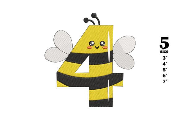 Bee in the Shape of the Number 4: A Sweet Embroidery Review