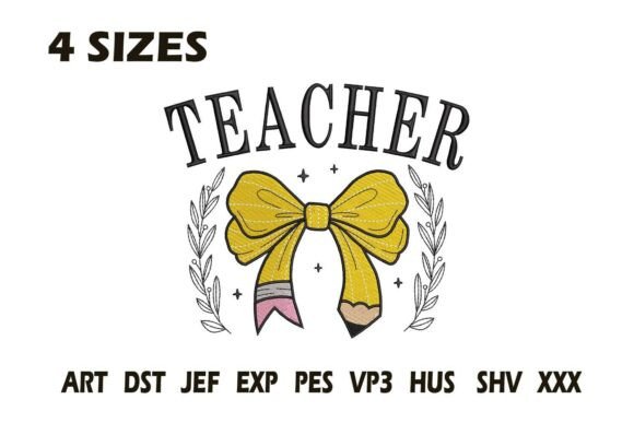 Teacher Pencil Bow Embroidery File Review for Etsy Sellers